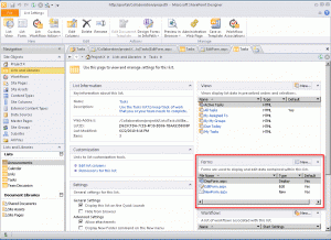 Summary of the Tasks list in SharePoint Designer 2010, with  the Forms section
