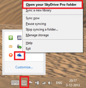 Open your Skydrive Pro folder from the windows notification area