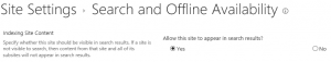 Site settings: Search and offline availability