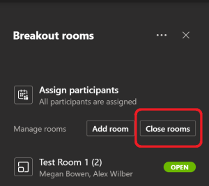 Close all breakout rooms with one button